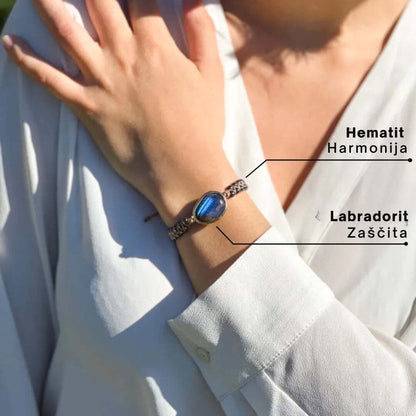 Zapestnica »Nebesno oko« iz labradorita in hematita