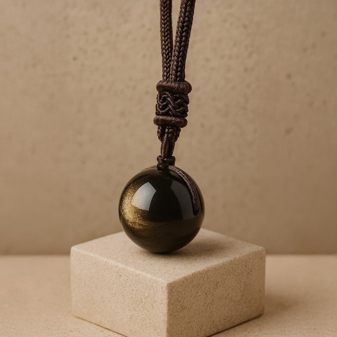 Obesek »Sfera« iz zlate obsidijanke