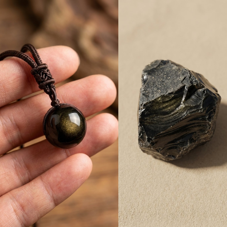 Obesek »Sfera« iz zlatnega obsidijana