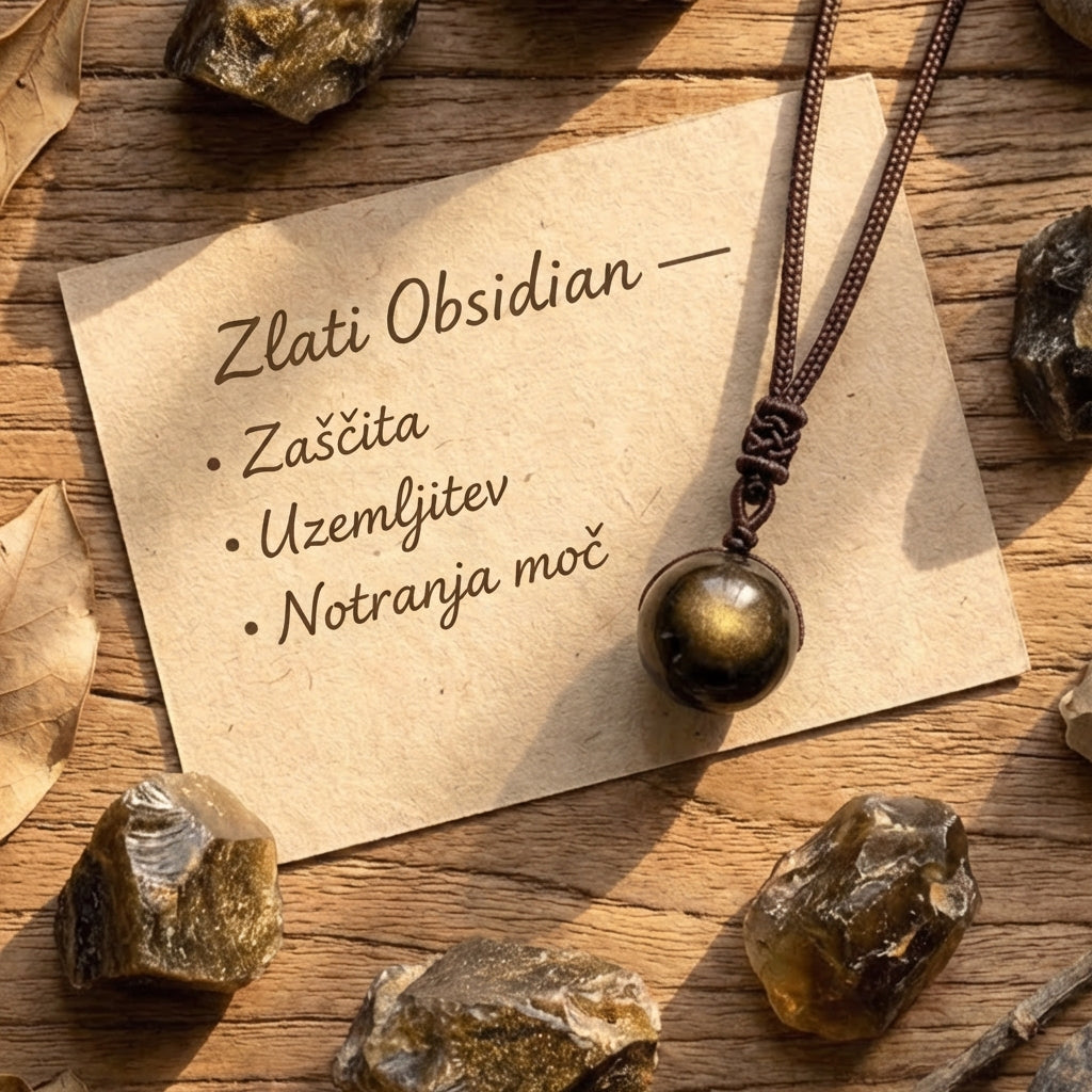 Obesek »Sfera« iz zlatnega obsidijana