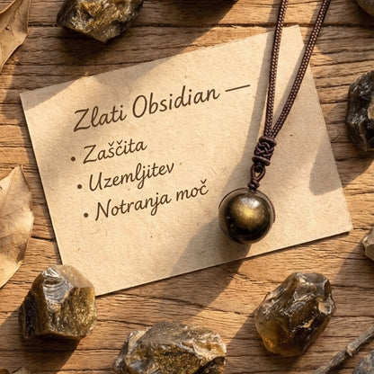 Obesek »Sfera« iz zlatnega obsidijana