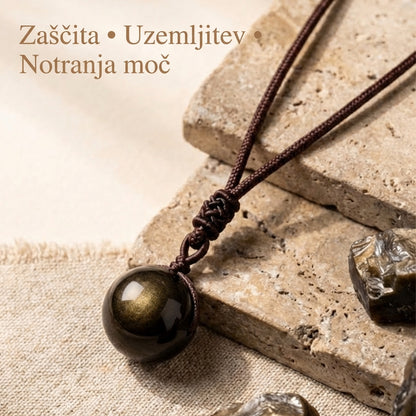 Obesek »Sfera« iz zlatnega obsidijana