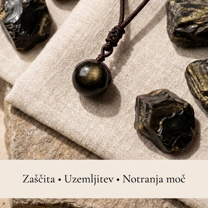 Obesek »Sfera« iz zlatnega obsidijana